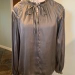 Philosophy Peasant Blouse Top Women’s Small Satin Army Olive Green Photo 2