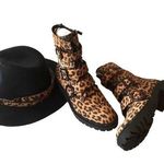 Jessica Simpson Leopard Print Kirlah Buckle Strap Lug Sole Combat Boots … Photo 0