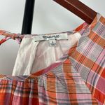 Madewell  Pink Orange Plaid Ruffle-Sleeve Popover Mini‎ Babydoll Dress Photo 2