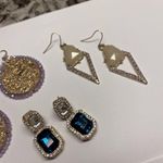 Lot Of 3 Costume Earrings Pierced Gold Tone Dangle Photo 1