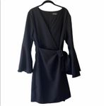 Sam Edelman black long sleeve Wrap dress with Bell Sleeves Size 0 Photo 3