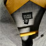 Eileen Fisher  Charcoal Linen Blend Band Collar Button Up Blouse | S Photo 3