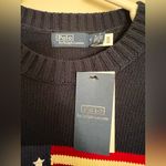 NWT Polo Ralph Lauren Women’s Iconic Flag Sweater Size Medium Navy Pullover Blue Photo 7