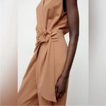 ZARA NWT beige tan wrap O ring tie open back cutout jumpsuit Photo 3