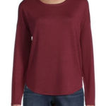 Time And Tru  Long Sleeve Hacci Knit Lightweight Sweater Burgundy Size XL Photo 0