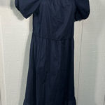 Morgan Taylor  Navy Puff Sleeve Dress Size Large NWOT Photo 0