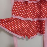 Vintage Romper M Sexy Halter Pin Up Layered Polka Dot Nylon Tie Back Outfit Red Size M Photo 5