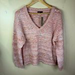 J.Crew NWT Women's Puff Sleeve V-Neck Sweater in Pink Space Dye Size Medium Photo 1