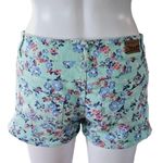 Levi's Turquoise Floral Denim Low Rise Shorty Shorts Size 5 Photo 4