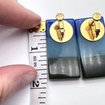 TRADEMARK™ clip on Burch sisters‎ art deco earrings Rare blue Colorblock vintage Photo 4