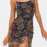 Pretty Little Thing New! PLT Snake mesh print dress with side ruching. Photo 2