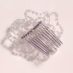 Silver FLOWER HAIR COMB Wire Sparkle Beaded 3 Photo 1
