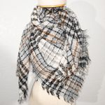Unbranded Gray Plaid Runaway Wrap Open Scarf Photo 0