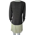 The Limited  V Neck Sweater Dress with Pleated Skirt Charcoal Medium Wool Blend Photo 4