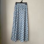 White & Blue Floral Striped Ruffle Halter Top + Matching Maxi Skirt Set S Photo 7