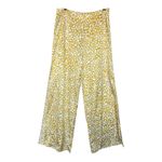 Lulus  Widely Chic Yellow Animal Print Satin Wide Leg Side Slit Pants Size L Photo 2
