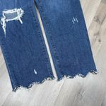 EXPRESS  Tuliped Zig Zag Raw Hem Mid Rise Crop Boyfriend Jeans Blue Size 8 Photo 4