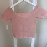 Abound Womens Lettuce Edge Trim Shirred Smocked Off-the-Shoulder Crop Top SZ S Photo 1