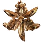 Source Unknown Iris Flower Brooch Vtg Coppertone Brown Blossom 2.5" Pin Unsigned Bloomcore Photo 1