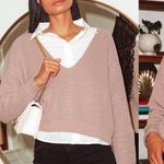 Lulus Feel It Still Taupe Knit Sweater Top Oversized Slouchy Large V Photo 0