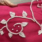 Women’s Vintage 50s Dress Hot Bright Pink Beaded maximalist career preppy retro Photo 2