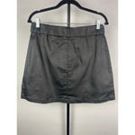 Amp Black Faux Leather Waxed Front Zip Goth Punk Mini Skirt With Belt Size L Size L Photo 3