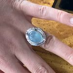 Natural Aquamarine Cocktail Ring Size 6 Silver Photo 3