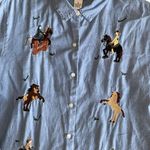 Bechamel Embroidered Cowboy Denim Buttondown Top Size XL Blue Photo 3