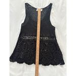 Helen Hinson Crochet Tank Top Small Black Open Knit Boho Festival Hippie Goth Photo 7