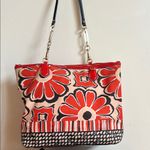 Coach poppy orange and Black Tote Bag with Striking Floral Design unique strap Photo 2