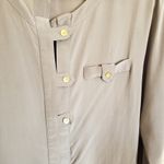 Line and Dot  Olive Green 100% silk button up long sleeve blouse Small Photo 1