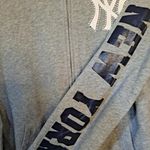 PINK - Victoria's Secret Pink New York Yankees Full Zip Gray Hoodie with Writing on Back‎ Size Small Photo 5