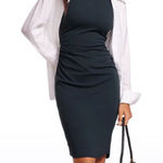 CRZ Yoga Butterluxe Sleeveless Ruched Midi Bodycon, True Navy, Size Small, NWT Photo 0