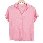 Chico's Pink Peach Linen Short Sleeve Popover Shirt Sz M Photo 0