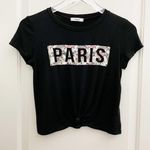 Teenbell Paris Floral Graphic Print Crop Tee Black Size M Photo 0