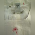 Real Comfort Linen White w/Pink Embroidered Palm Trees SL Lined Dress Size 12 Photo 10