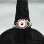 Source Unknown Alluring Pink (Love) Evil Eye Silver Tone Metal Etched Band Sizes 7 & 9 Ring Photo 0