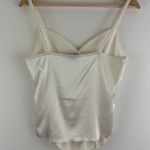 I.N. San Francisco I.N. Vintage 90s Ivory White Satin Ruched V Neck Braided Strap Corset Tank Top Photo 7