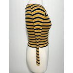 Forever 21  Women's Striped Ribbed Long‎ Sleeve Crop Top Blue Yellow Size Small Photo 2