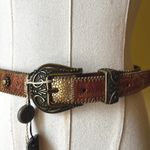 Nanni Milano Patchwork Tooled‎ Leather Belt Size 30 NWT with Dust Bag Y2K Brown Photo 1