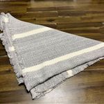 Banana Republic  XL Knit Scarf Striped Marl Gray Fringe Blanket Photo 0