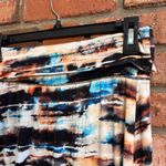Cynthia Rowley  womens fold over waist tie dye abstract maxi skirt orange/blue L Photo 2