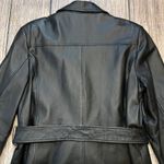 VTG 90s Terry Lewis Classic Luxuries Black Leather Belted Trench Coat Womens M Size M Photo 9