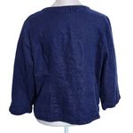  Navy Linen Jacket Size Medium Chico's Navy Cropped Jacket Photo 1