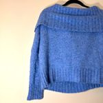 Mango  off the shoulder textured knit light blue sweater size Large Photo 9