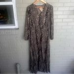 NWT Anthropologie Bel Kazan $148 Snakeskin Odessa Midi Dress Front Slit L Brown Size L Photo 1