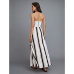 Commense Old Money Striped Strapless Country Club Cream Brown Long Dress M Size M Photo 4