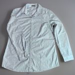 J. McLaughlin  Blouse Womens M Blue Cotton Swiss Dot Button Shirt lightweight Photo 0