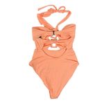 NEW Soluna Swim Buckle Up One Piece Swimsuit in Peach Cutout Ruffle Size Small Orange Photo 4