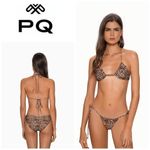 PQ Eve Tie Teeny Bikini Bottoms in Leopard Large New Womens Swimsuit Brown Photo 8